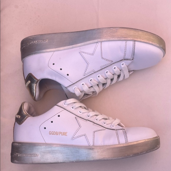 Golden Goose Gold & White Sneakers 7.5 - Picture 1 of 16